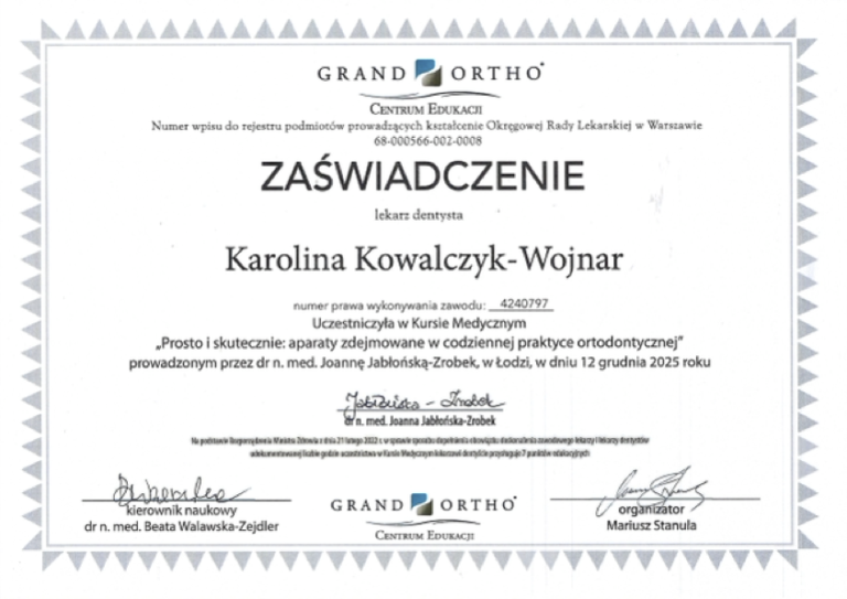 Kowalczyk-Wojnar – Aparaty zdejmowalne w codzinnej praktyce ortodontycznej