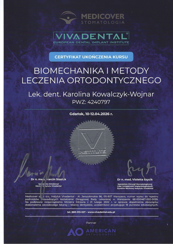 Kowalczyk-Wojnar – Biomechanika i metody leczenia ortodontycznego
