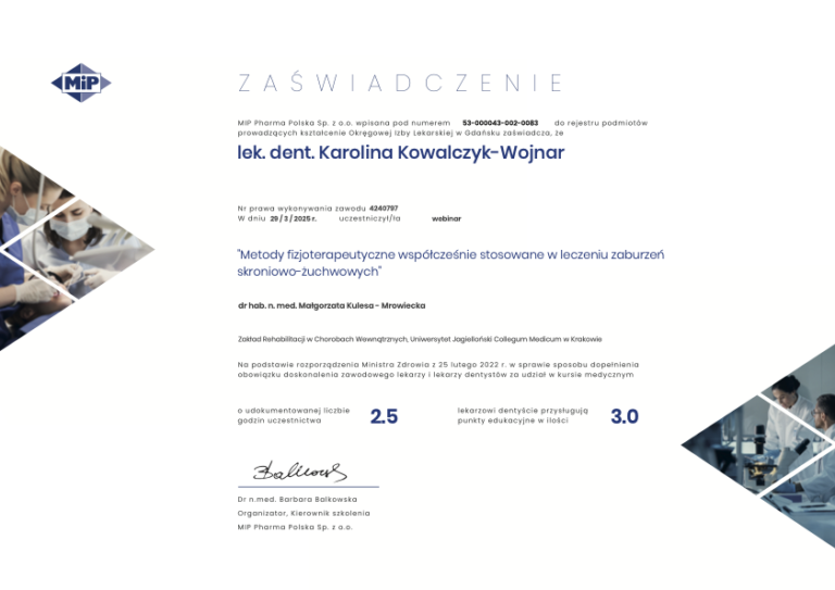Kowalczyk-Wojnar – Metody fizjoterapeutyczne współcześnie stosowane w leczeniu zaburzeń skroniowo-żuchwowych