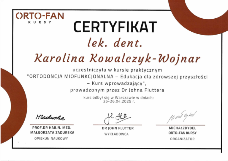 Kowalczyk-Wojnar – Ortodoncja miofunkcjonalna