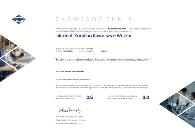 Kowalczyk-Wojnar – Pacjent z chorobami układu krążenia w gabinecie stomatologicznym