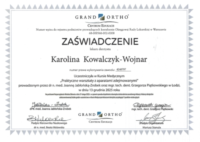 Kowalczyk-Wojnar – Praktyczne warsztaty z aparatami zdejmowanymi